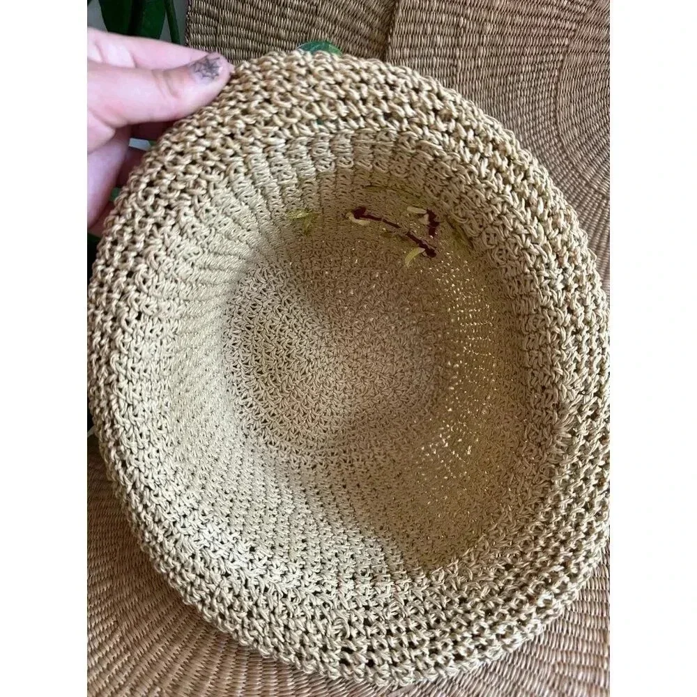 90’s Embroidered Straw Sun Hat